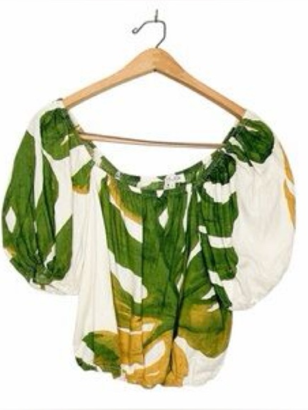 Rachel Zoe Linen Blend Off Shoulder Top Medium Tropical Leaf Boho NWOT